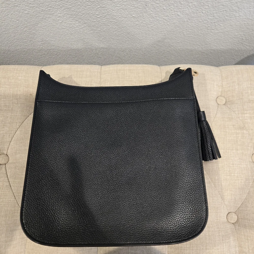 Tory Burch Black Leather Crossbody with Gold-Tone Hardware and Tassel